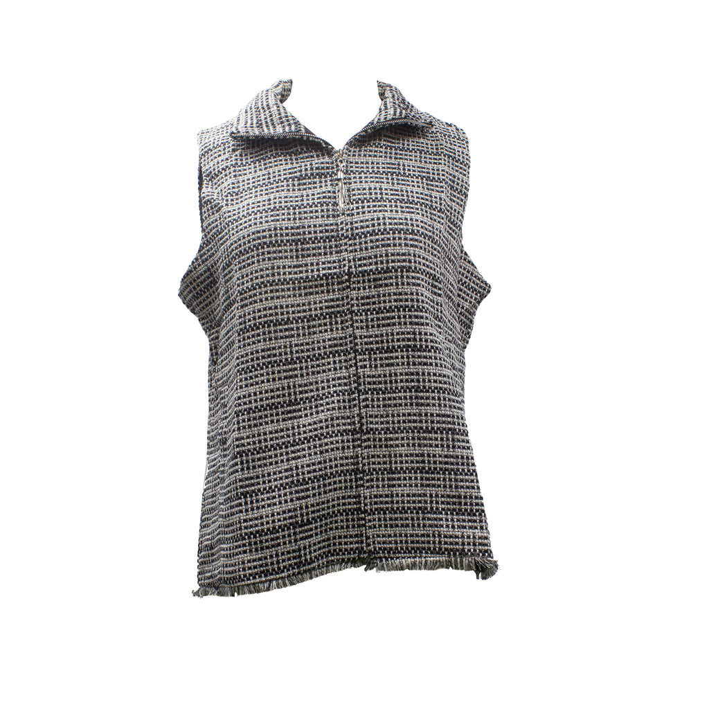 Lulu-b Tweed Vest with Side Pockets – Black, White, Ivory