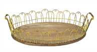 Yellow Wire and Wood Tray